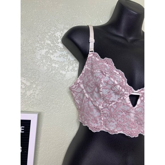 Free People Pink & White Lace Adjustable Bralette Lingerie Top Size Medium - Picture 3 of 11